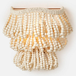 Настенный светильник с подвесками из деревянных бусин молочного цвета Wooden Beads Wall Lamp варинант исполнения - 5 | Loft Concept в Омске