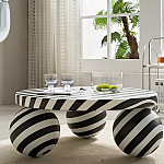 Дизайнерский журнальный стол круглый в чёрно-белую полоску Mypel варинант исполнения - 2 | Loft Concept в Омске