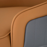 Стул оранжевый с высокой спинкой из искуственной кожи на серых металлических ножках Enigma Orange варинант исполнения - 4 | Loft Concept в Омске