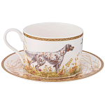 Чайная пара из фарфора с изображением собаки и уток 300 мл Hunting Porcelain Collection варинант исполнения - 1 | Loft Concept в Омске