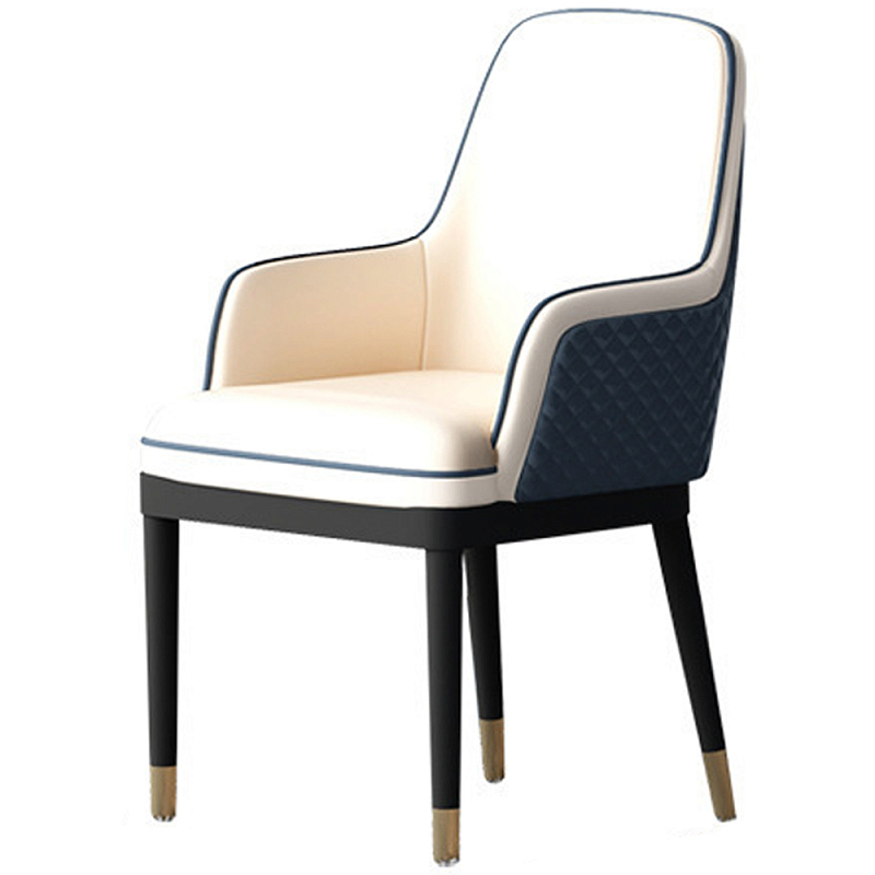 Стул с подлокотниками Helen Chair Dark Blue White Белый Синий Черный в Омске | Loft Concept 