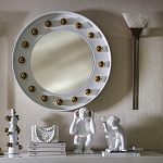 Зеркало белое с круглыми золотыми декоративными элементами Prince of the Church варинант исполнения - 3 | Loft Concept в Омске