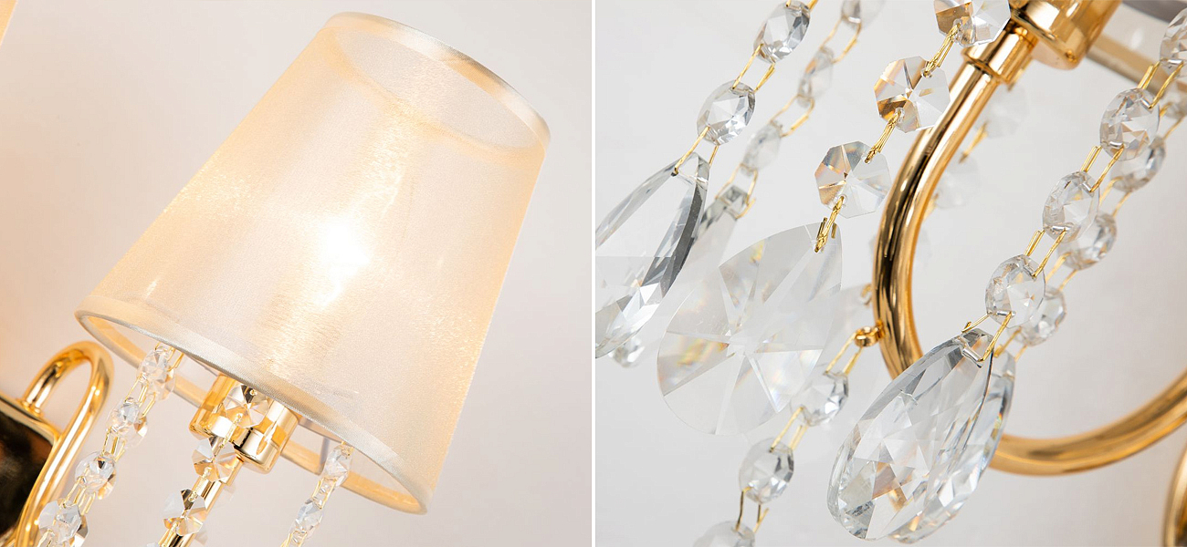 Двойное бра золотого цвета с хрустальным декором Dainty Light Двойное бра золотого цвета с хрустальным декором Dainty Light - Loft-Concept в Омске