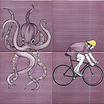 Плитка с узором Осьминог велосипедист варинант исполнения - 1 | Loft Concept в Омске