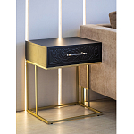 Приставной столик с резным узором на выдвижном ящике Black Table Carved Pattern варинант исполнения - 7 | Loft Concept в Омске