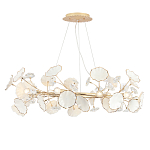 Люстра круглая с белыми лепестками из керамики и прозрачными хрустальными цветками Диаметр 82 см Wintery flovers варинант исполнения - 3 | Loft Concept в Омске