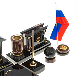 Настольный письменный набор с часами из природного камня обсидиана Peace Contract варинант исполнения - 5 | Loft Concept в Омске