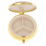 Таблетница карманная круглая с 3-мя отделениями и накладкой из натурального камня Серафинит Gold Stone Pillboxes варинант исполнения - 3 | Loft Concept в Омске