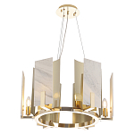 Люстра подвесная круглая с мраморными прямоугольными вставками и золотым основанием Диаметр 55 см Marble square Chandelier варинант исполнения - 1 | Loft Concept в Омске