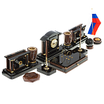 Настольный письменный набор с часами из природного камня обсидиана Peace Contract варинант исполнения - 2 | Loft Concept в Омске