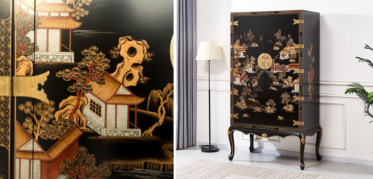 Черный Шкаф в Китайском стиле Chinese Village Cabinet Черный Шкаф в Китайском стиле Chinese Village Cabinet - Loft-Concept в Омске
