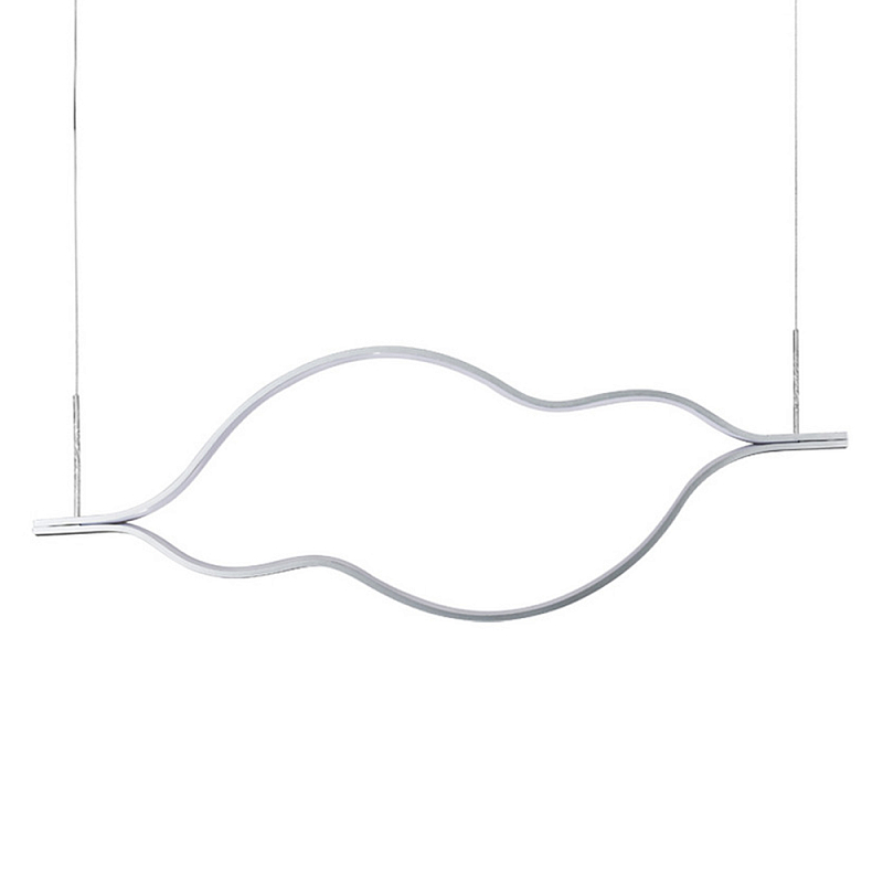 Подвесной светильник волнообразный изогнутый на двух тросах 123 см Spiral Lighting Черный Серебряный в Омске | Loft Concept 