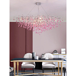 Люстра овальная с розовыми стеклянными подвесками в форме капель FAIRYTREE Light варинант исполнения - 4 | Loft Concept в Омске