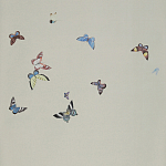 Обои ручная роспись Butterflies Icarus on Rose Shadow metallic silk варинант исполнения - 2 | Loft Concept в Омске