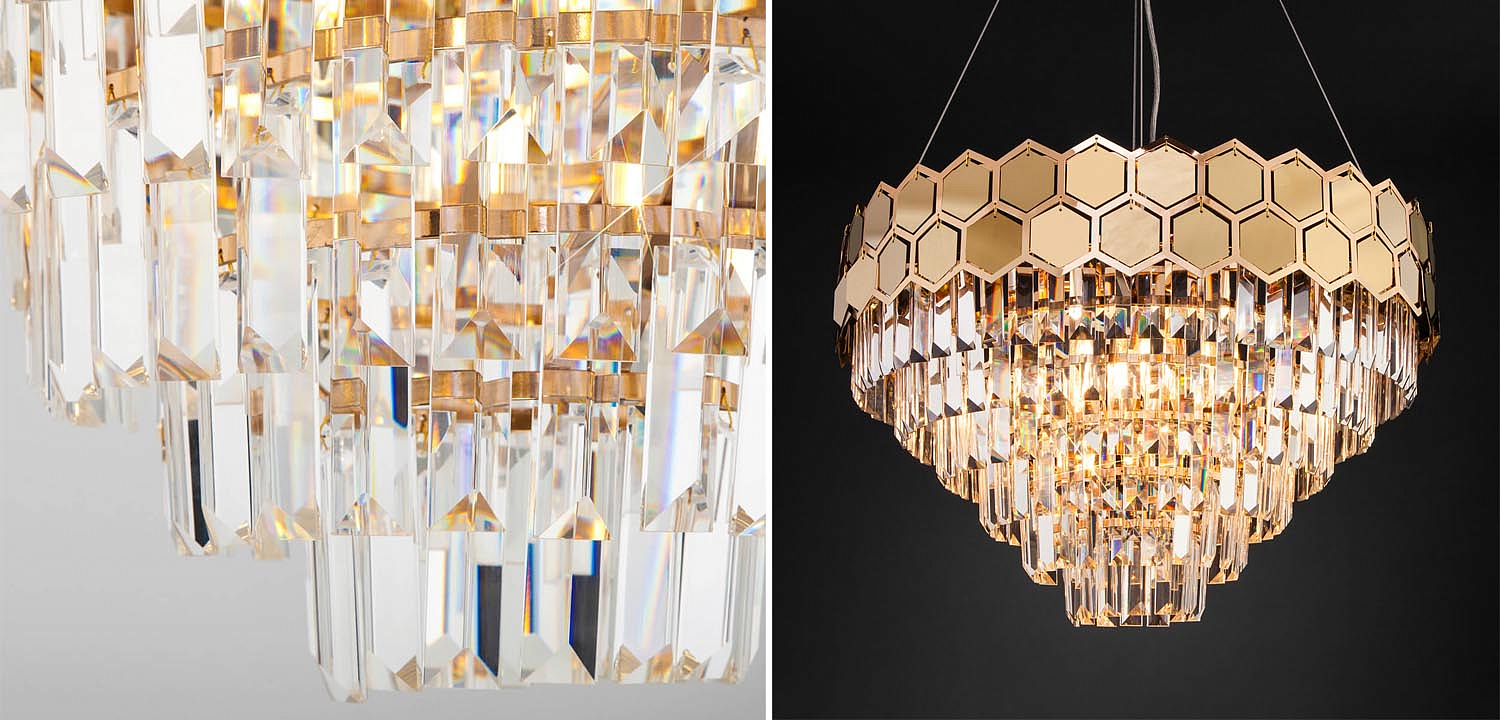 Люстра Hanging Hexagon Moira Chandelier gold Люстра Hanging Hexagon Moira Chandelier gold - Loft-Concept в Омске