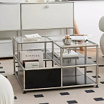 Дизайнерский журнальный стол квадратный с полками Akydy варинант исполнения - 2 | Loft Concept в Омске