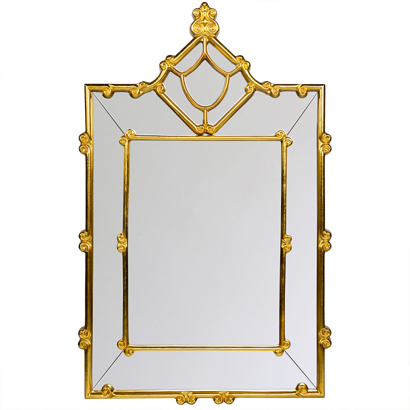 Зеркало прямоугольное Golden Classic Ornament Mirror Золотой в Омске | Loft Concept 