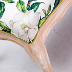 Банкетка из натурального бука золотистая с изображением птиц и цветов Blooming Birds варинант исполнения - 2 | Loft Concept в Омске