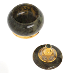 Икорница с крышкой с гравировкой из натурального камня Нефрит Decorative Cavair Dishes варинант исполнения - 7 | Loft Concept в Омске