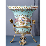 Ваза из голубого фарфора с рисунком птиц и цветов и декоративными элементами Blue Garden варинант исполнения - 7 | Loft Concept в Омске