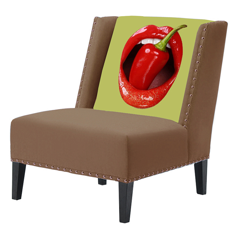 FUN Armchair "Chili Pepper" Beige Дизайнерское кресло с цветным принтом Бежевый в Омске | Loft Concept 