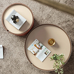 Круглый кофейный стол Baxter Leather Coffee Table варинант исполнения - 3 | Loft Concept в Омске