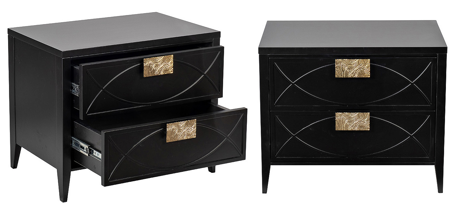 Тумба с 2-мя ящиками Amelie Black Nightstand Черная Тумба с 2-мя ящиками Amelie Black Nightstand Черная - Loft-Concept в Омске