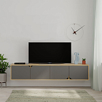 ТВ-тумба подвесная цвета древесины с 4-мя темно-серыми дверцами SPARK TV STAND OAK ANTHRACITE варинант исполнения - 1 | Loft Concept в Омске