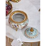 Шкатулка с крышкой из голубого фарфора с риунком птиц и цветов Blue Garden варинант исполнения - 4 | Loft Concept в Омске