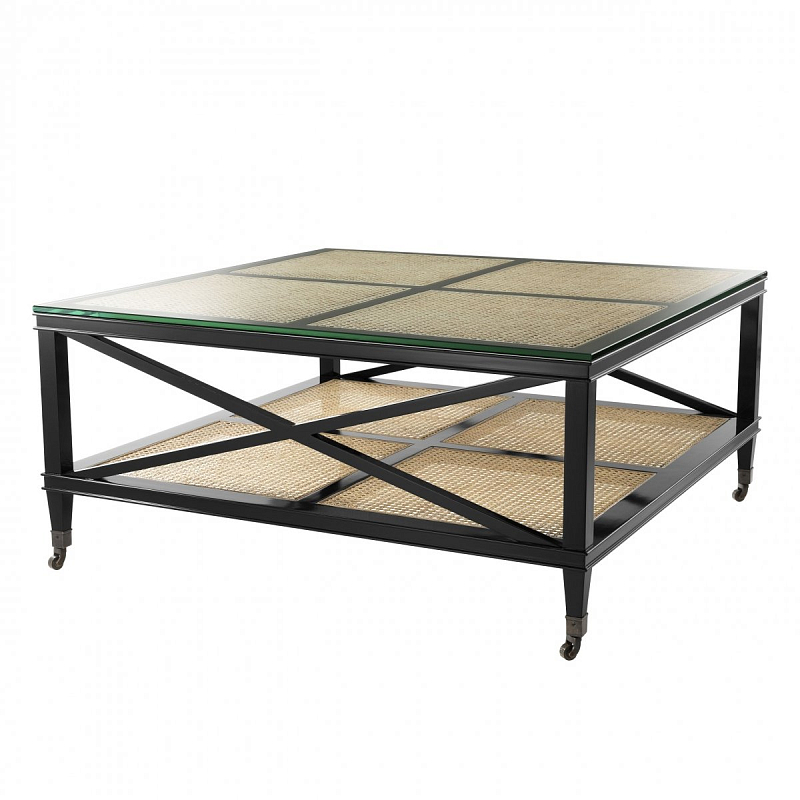 Журнальный стол Eichholtz Coffee Table Bahamas Черный Прозрачное Стекло Бежевый Журнальный стол Eichholtz Coffee Table Bahamas Черный Прозрачное Стекло Бежевый в Омске | Loft Concept
