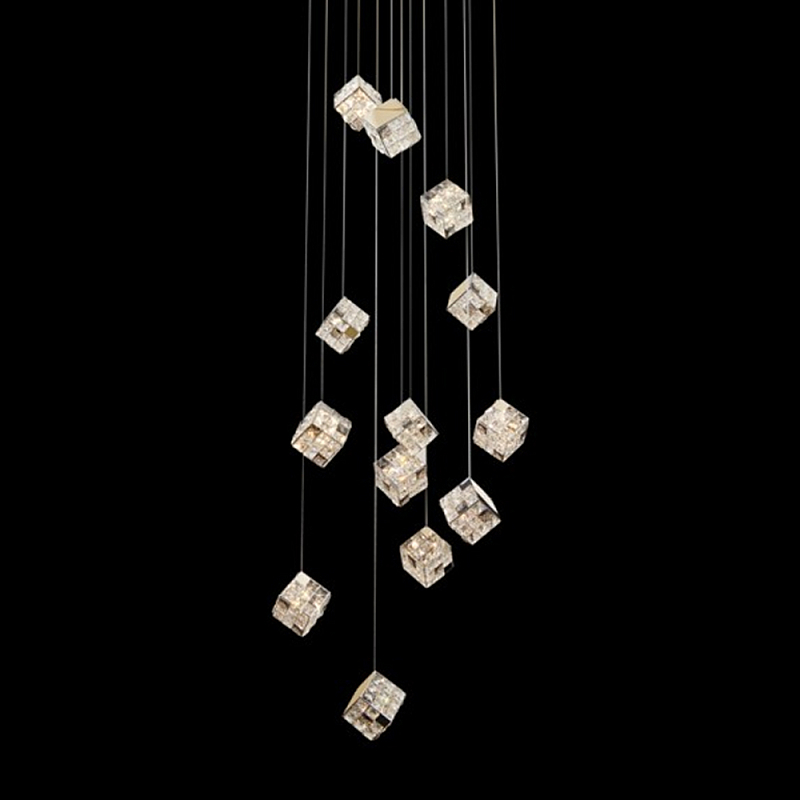 Люстра каскадная с мозаичным хрустальным оформлением Sparks of Crystal Прозрачный Хром Золотой Люстра каскадная с мозаичным хрустальным оформлением Sparks of Crystal Прозрачный Хром Золотой в Омске | Loft Concept