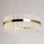 Люстра круглая золотого цвета с прозрачными рельефными стеклянными вставками Textured Glass Chandelier варинант исполнения - 4 | Loft Concept в Омске