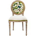 Стул бежевый из натурального бука с изображением птиц и цветов Blooming White Magnolias варинант исполнения - 1 | Loft Concept в Омске