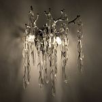 Бра цвета хром с ветвями и прозрачными стеклянными подвесками в виде вытянутых спиральных капель Droplet Chandelier варинант исполнения - 2 | Loft Concept в Омске