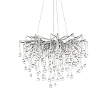 Люстра подвесная с прозрачными стеклянными подвесками в форме капель Диаметр 60 см Droplet Chandelier варинант исполнения - 14 | Loft Concept в Омске