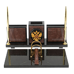 Настольный письменный набор из камня лемезит с гербом России Royal Accessory варинант исполнения - 1 | Loft Concept в Омске