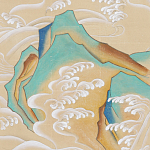 Обои ручная роспись Matsushima Waves Kano on Edo Straw India tea paper варинант исполнения - 1 | Loft Concept в Омске