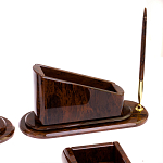 Настольный письменный набор с часами из природного камня обсидиана  Contract Extended варинант исполнения - 4 | Loft Concept в Омске