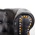 Кресло кожаное с мягкими подлокотниками на 4-х деревянных ножках Logan Leather Armchair black варинант исполнения - 4 | Loft Concept в Омске