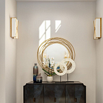 Золотое настенное круглое зеркало Golden Orbit варинант исполнения - 2 | Loft Concept в Омске