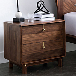 Прикроватный деревянный столик с ящиками Moon Walnut Furniture варинант исполнения - 1 | Loft Concept в Омске