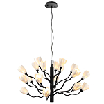 Люстра подвесная черного цвета с ветвями и белыми фарфоровыми цветами Floralis варинант исполнения - 8 | Loft Concept в Омске