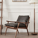 Кресло c каркасом из массива дерева и мягкой кожаной обивкой Walnut Armchair варинант исполнения - 11 | Loft Concept в Омске