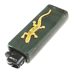 Зажигалка газовая из натурального камня Офиокальцит с декоративной металлической вставкой в виде ящерицы Metal Stone Lighters варинант исполнения - 2 | Loft Concept в Омске