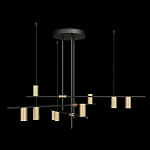 Люстра с 9-ю цилиндрическими плафонами цвета латунь TRIBES CHANDELIER варинант исполнения - 1 | Loft Concept в Омске