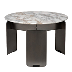 Столик журнальный с круглой мраморной столешницей на трех опорах Marble Stone Drawing варинант исполнения - 1 | Loft Concept в Омске