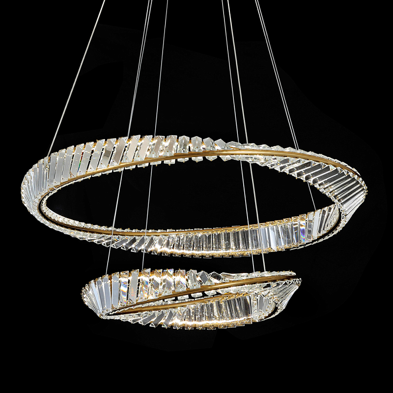Люстра подвесная из 2-х колец Round Air Chandelier Бронза Прозрачный Люстра подвесная из 2-х колец Round Air Chandelier Бронза Прозрачный в Омске | Loft Concept
