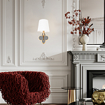 Бра с белым текстильным абажуром и фигурным основанием с зеркальной вставкой Vitorino варинант исполнения - 7 | Loft Concept в Омске