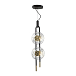 Подвесной светильник с 2-мя прозрачными стеклянными плафонами и золотистыми центральными вставками Virelia  варинант исполнения - 5 | Loft Concept в Омске