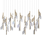 Люстра с золотистыми трубками и прозрачными стеклянными листьями на подвесах Sylva  варинант исполнения - 1 | Loft Concept в Омске